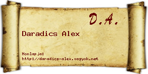 Daradics Alex névjegykártya