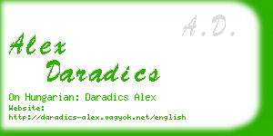 alex daradics business card